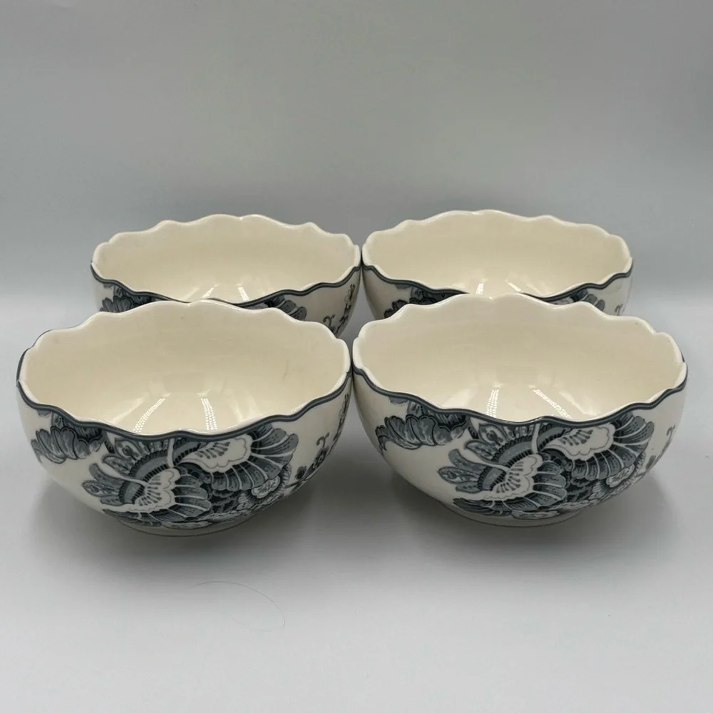 222 Fifth “Gabrielle Grey” Porcelain Soup/cereal Bowls- Set of 4